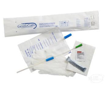 GentleCath catheter kit insertion supplies with straight male hydrophilic catheter