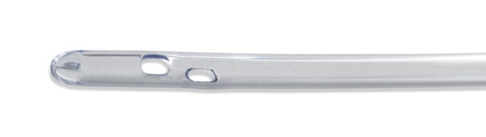 close up of straight catheter drainage eyelets