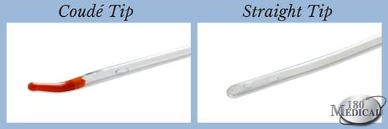 coude tip catheter compared to straight catheter tip