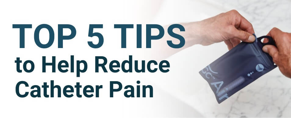 hands opening gentlecath air catheter on header for tips to reduce catheter pain