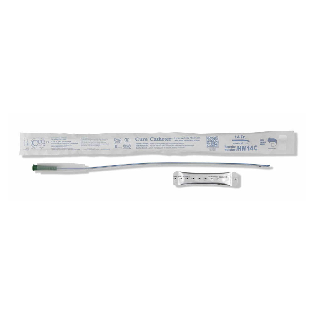 HM14C Cure Hydrophilic Coudé Catheter with Package