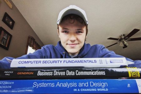 mason with college text books