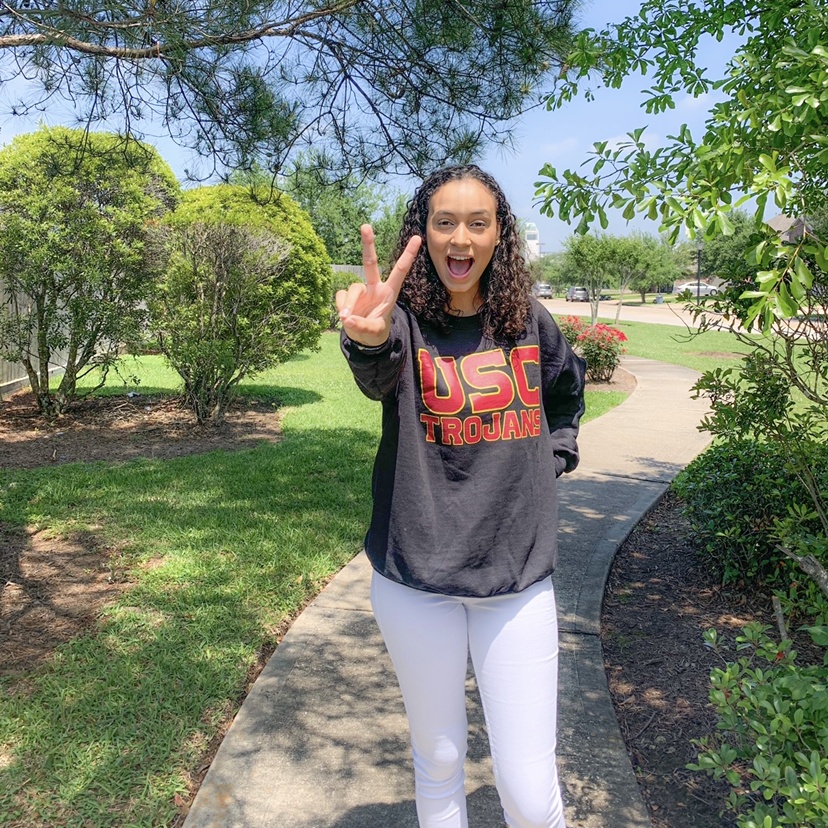 Yousra in USC shirt