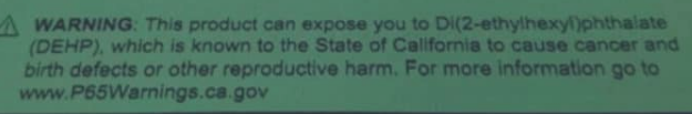 P65 DEHP warning label